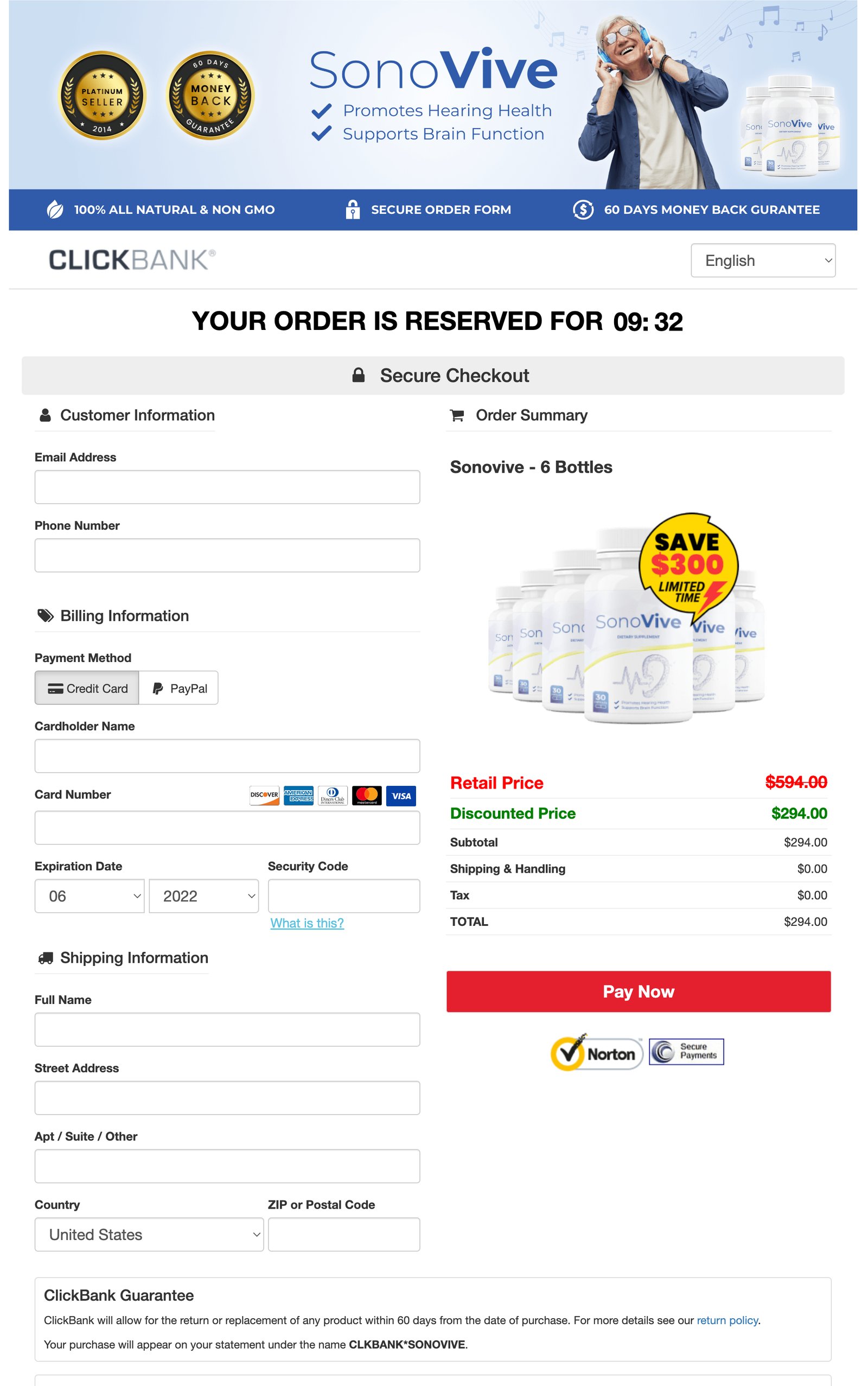 SonoVive - Order Page